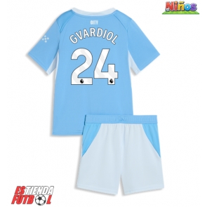 Manchester City Josko Gvardiol #24 Primera Equipación Niños 2026-27 Manga Corta (+ Pantalones cortos)
